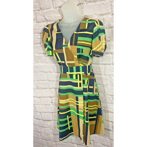 The Webster Miami Target Faux Wrap Dress Geometric Art Deco Womens Size S Small - Picture 3 of 13